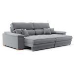 Sofá 3 Lugares Retrátil e Reclinável Lupin Linho Cinza 214 cm - Imagem 6
