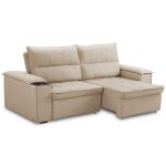 Sofá Retrátil Reclinável 3 Lugares Sala De Estar 210cm Hilst F04 Linho Bege - Lyam Decor - Imagem 2