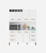 Armário de Cozinha Lívia 1,57m com 6 Portas Branco