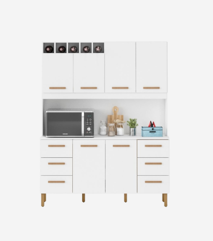 Armário de Cozinha Lívia 1,57m com 6 Portas Branco