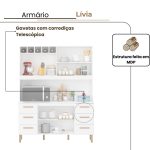 Armário de Cozinha Lívia 1,57m com 6 Portas Branco - Imagem 3