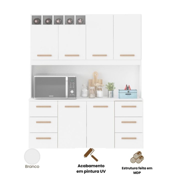 Armário de Cozinha Lívia 1,57m com 6 Portas Branco - Imagem 4