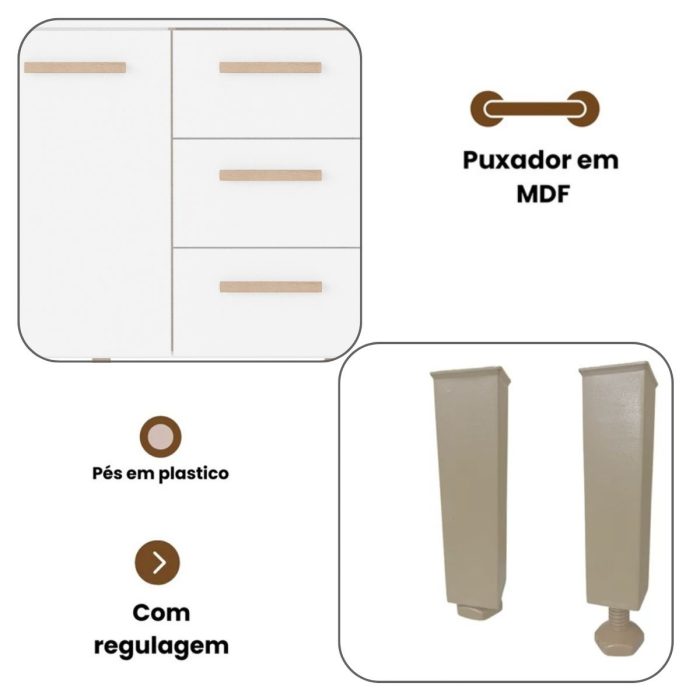 Armário de Cozinha Lívia 1,57m com 6 Portas Branco - Imagem 5