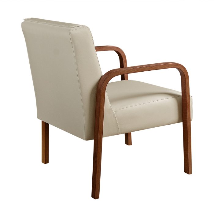 Poltrona Decorativa Anita Braço Madeira - Corino Bege - Imagem 4