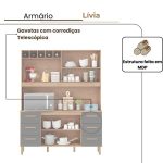 Armário de Cozinha Lívia 1,57m com 6 Portas Amêndoa Grafite - Imagem 4