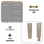 Armário de Cozinha Lívia 1,57m com 6 Portas Amêndoa Grafite - Imagem 6