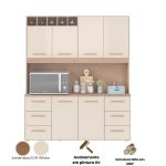 Armário de Cozinha Lívia 1,57m com 6 Portas Amêndoa Off White - Imagem 4