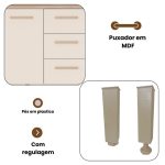 Armário de Cozinha Lívia 1,57m com 6 Portas Amêndoa Off White - Imagem 6