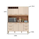 Armário de Cozinha Lívia 1,57m com 6 Portas Amêndoa Off White - Imagem 2