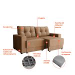 Sofá 2 Lugares Retrátil Lubeck Suede Bege 140 cm - Imagem 2