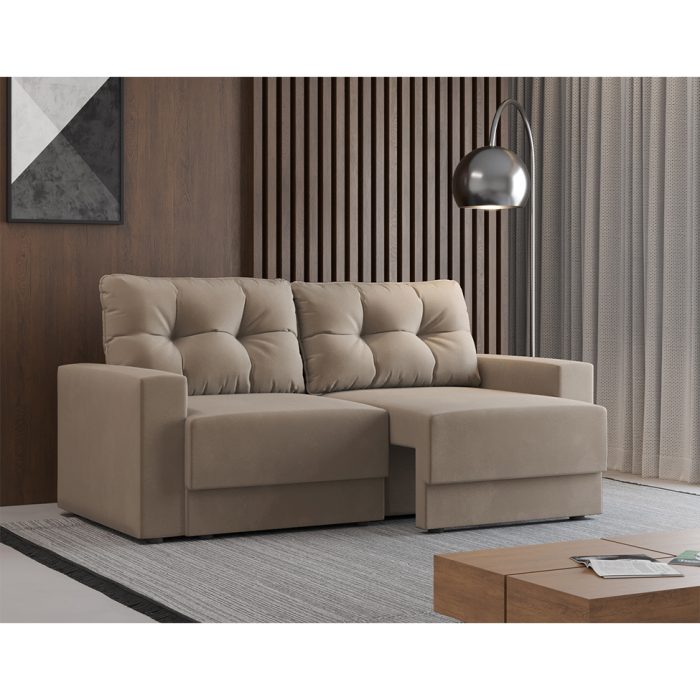 Sofá 2 Lugares Retrátil Lubeck Suede Bege 140 cm - Imagem 3
