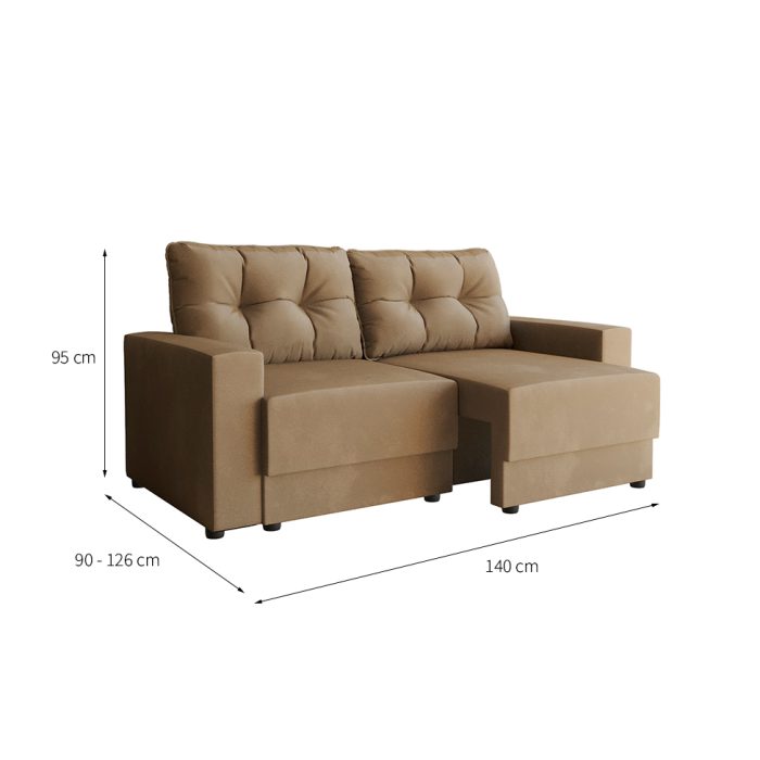 Sofá 2 Lugares Retrátil Lubeck Suede Bege 140 cm - Imagem 4