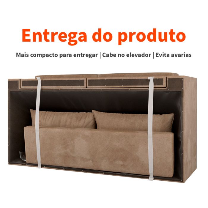 Sofá 2 Lugares Retrátil Lubeck Suede Bege 140 cm - Imagem 5
