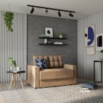 Sofá 2 Lugares Retrátil Lubeck Suede Bege 140 cm - Imagem 6