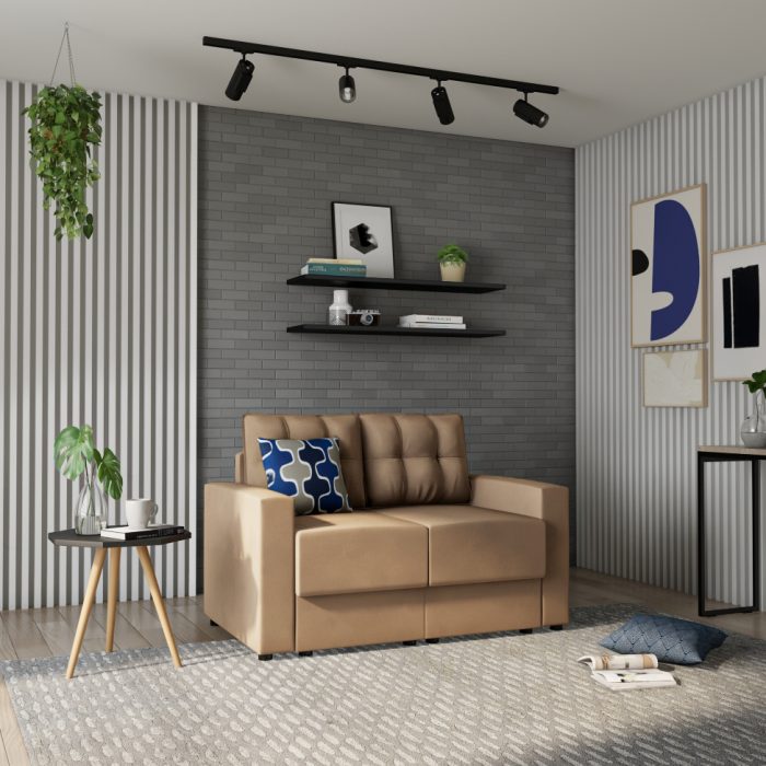 Sofá 2 Lugares Retrátil Lubeck Suede Bege 140 cm - Imagem 6