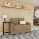 Sofá 2 Lugares Retrátil Lubeck Suede Bege 140 cm - Imagem 7