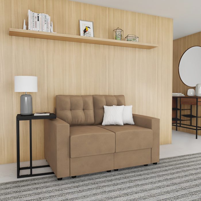 Sofá 2 Lugares Retrátil Lubeck Suede Bege 140 cm - Imagem 7