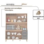 Armário de Cozinha Alice 1,57m com 7 Portas Amêndoa Grafite - Imagem 3