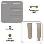 Armário de Cozinha Alice 1,57m com 7 Portas Amêndoa Grafite - Imagem 5