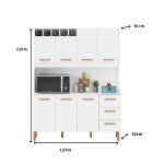 Armário de Cozinha Alice 1,57m com 7 Portas Branco - Imagem 3