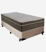 Cama Box Suede Solteiro + Colchão Sereneprime Molas Ensacadas 88x188x65 Bege
