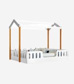 Cama Casal Infantil Casinha Montessoriana Ágatha - Branco/Mel Branco