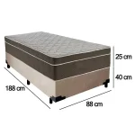 Cama Box Suede Solteiro + Colchão Sereneprime Molas Ensacadas 88x188x65 Bege - Imagem 5