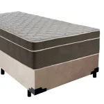 Cama Box Suede Solteiro + Colchão Sereneprime Molas Ensacadas 88x188x65 Bege - Imagem 2