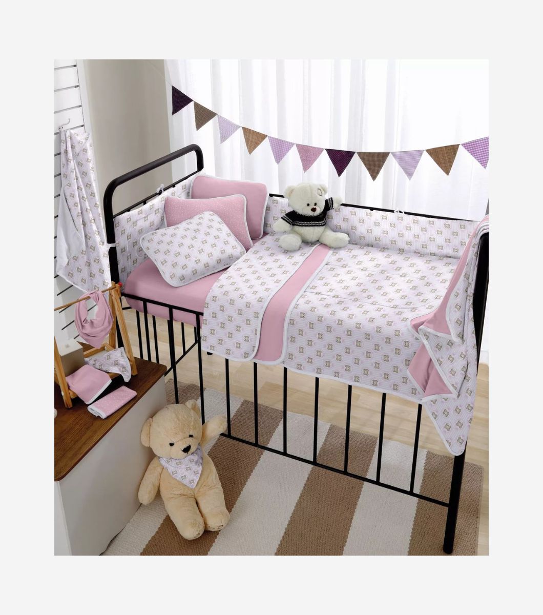 EDREDOM (4) Edredom Bebê Estampado Vivaldi Rosa - Imagem 1