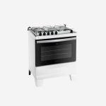 Fogão Atlas 5 Bocas Agile Up com Mesa de Inox, Grade Dupla no Forno e Acendimento automático Bivolt – Branco
