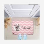 Tapete Emborrachado de Porta Rosa Gatinha